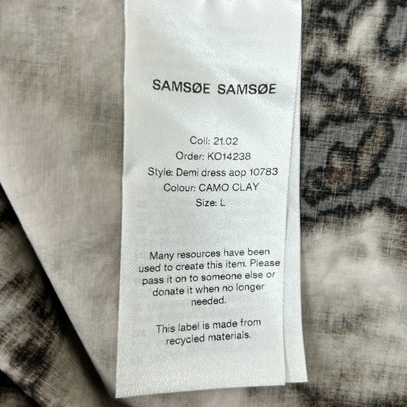 Samsoe Samsoe Demi short sleeved button up shirt dress in camo clay size Large - Picture 4 of 11